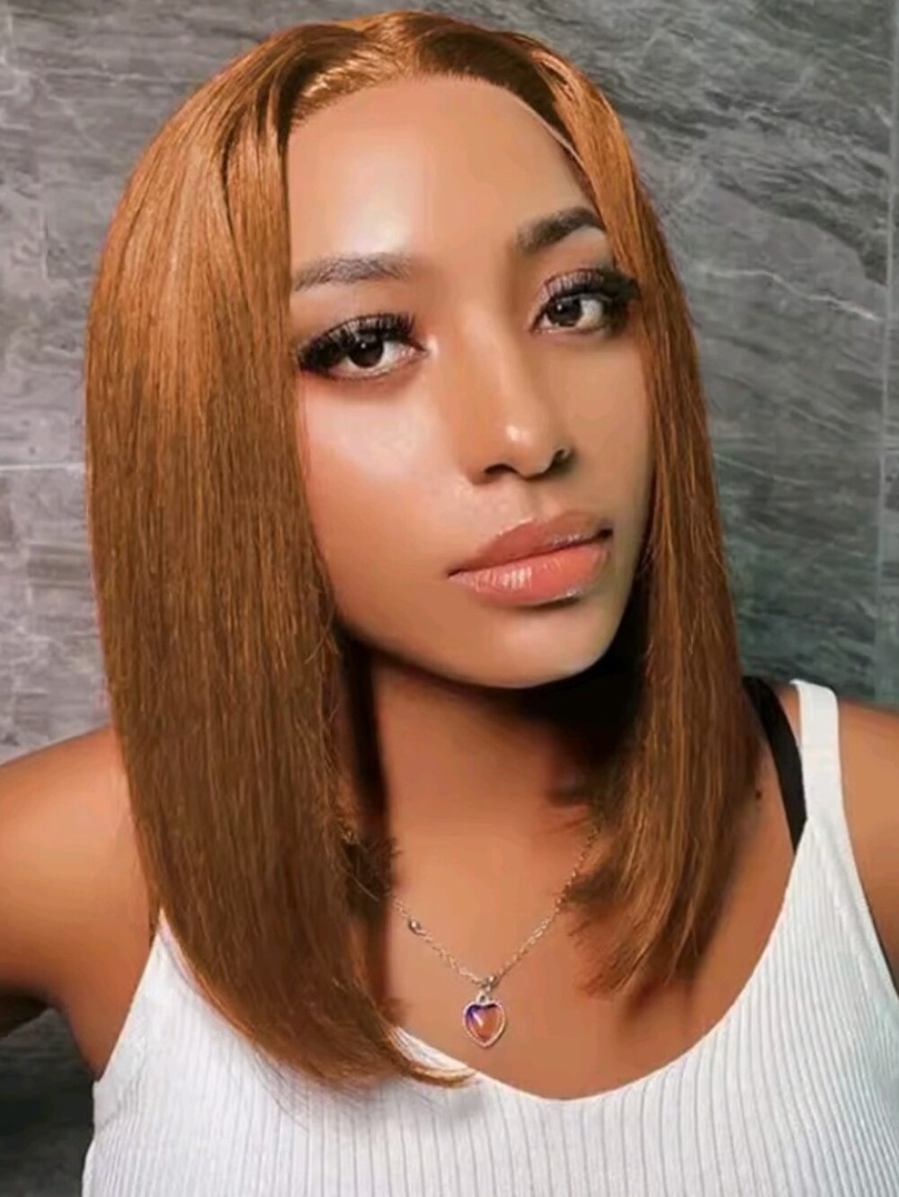 Women's 10" Inches Chocolate Human Hair Glueless Straight Lace Front Wig